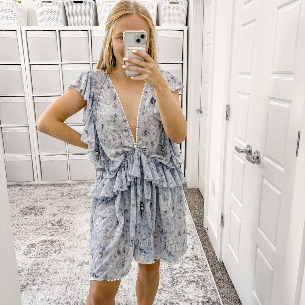 IXIAH Ruffle Tassel Mini Dress